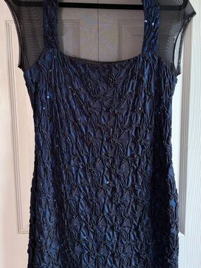 connected apparel Navy Blue Sleeveless Embellished Dress